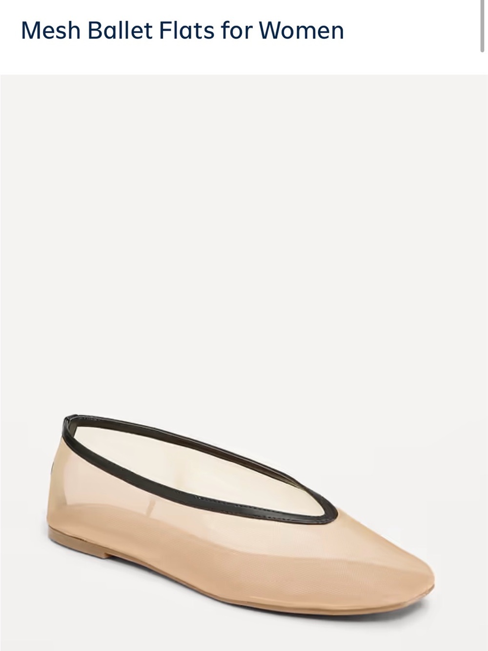 NWT / Old Navy / Mesh Ballet Flats for Women - Nude with Black Trim